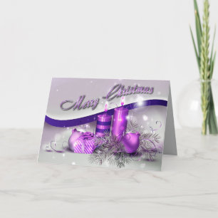 Cartes Pour Fêtes Annuelles Bougies de Noël pourpre étincelle