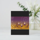 Cartes Pour Fêtes Annuelles Bougies de vacances de pourpre et d'or (Debout devant)