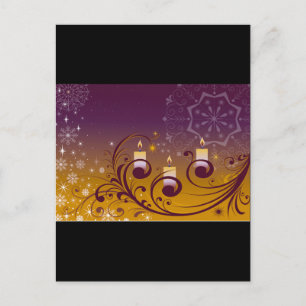 Cartes Pour Fêtes Annuelles Bougies de vacances de pourpre et d'or