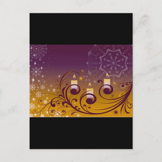 Cartes Pour Fêtes Annuelles Bougies de vacances de pourpre et d'or (Devant)