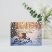 Cartes Pour Fêtes Annuelles Bougies de Yule du solstice d'hiver dans la neige (Debout devant)