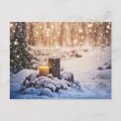 Cartes Pour Fêtes Annuelles Bougies de Yule du solstice d'hiver dans la neige (Devant)