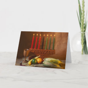 Cartes Pour Fêtes Annuelles Bougies et nourriture de Kwanzaa