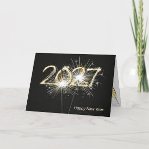 Cartes Pour Fêtes Annuelles Bougies étincelantes du Nouvel An 2027 sur fond no
