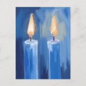 Cartes Pour Fêtes Annuelles Bougies Hanoukka Bleues (Devant)