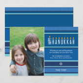 Cartes Pour Fêtes Annuelles Bougies Hanoukka rayées (Devant / Derrière)