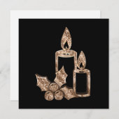 Cartes Pour Fêtes Annuelles Bougies Holly moderne Noir et Or Noël (Devant / Derrière)