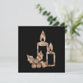 Cartes Pour Fêtes Annuelles Bougies Holly moderne Noir et Or Noël (Debout devant)