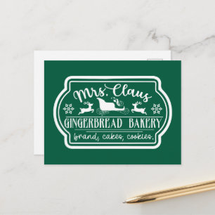 Cartes Pour Fêtes Annuelles Boulangerie de pain d'épice de Mme Claus