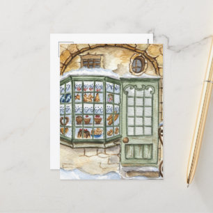 Cartes Pour Fêtes Annuelles boulangerie Festive Noël aquarelle