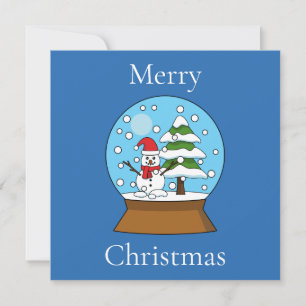 Cartes Pour Fêtes Annuelles Boule à neige avec bonhomme de neige et pin Pers