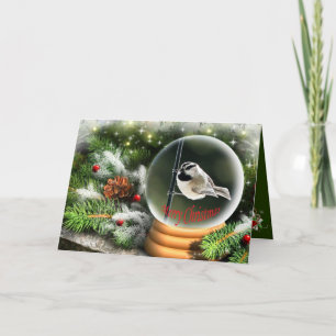 Cartes Pour Fêtes Annuelles Boule à neige avec mésange de montagne