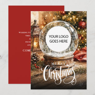 Cartes Pour Fêtes Annuelles Boule à neige de Noël Logo d'entreprise