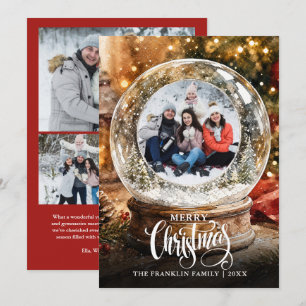 Cartes Pour Fêtes Annuelles Boule à neige rustique de Noël 4 Collage de photos