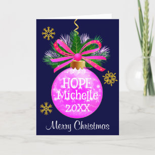 Cartes Pour Fêtes Annuelles Boule à ruban rose unique