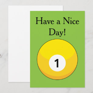 Cartes Pour Fêtes Annuelles Boule Billiard Jaune Numéro Un Personnaliser