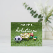 Cartes Pour Fêtes Annuelles Boule de football avec cadeau de Noël Joyeux vacan (Debout devant)