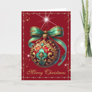 Cartes Pour Fêtes Annuelles Boule de Luxe Rouge Cramoisi Or