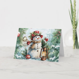 Cartes Pour Fêtes Annuelles Boule de neige de Noël à l'aquarelle vintage festi