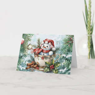 Cartes Pour Fêtes Annuelles Boule de neige de Noël à l'aquarelle vintage festi