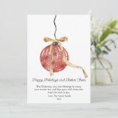 Cartes Pour Fêtes Annuelles Boule de Noël à l'aquarelle (Debout devant)