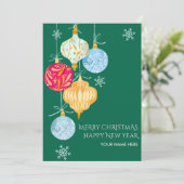 Cartes Pour Fêtes Annuelles Boule de Noël à l'aquarelle (Debout devant)