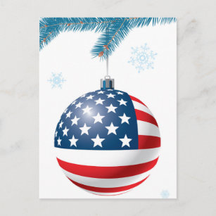 Cartes Pour Fêtes Annuelles Boule de Noël avec le drapeau des USA