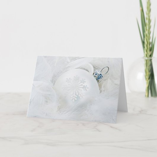 Cartes Pour Fêtes Annuelles Boule de Noël blanc (Devant)