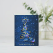 Cartes Pour Fêtes Annuelles Boule de Noël bleu doré Salutation d'entreprise (Debout devant)