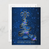 Cartes Pour Fêtes Annuelles Boule de Noël bleu doré Salutation d'entreprise (Devant / Derrière)