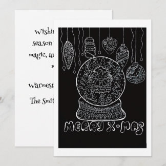 Cartes Pour Fêtes Annuelles Boule de Noël en ligne d'encre blanche