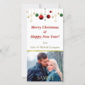 Cartes Pour Fêtes Annuelles Boule de Noël Gold Red (Devant)