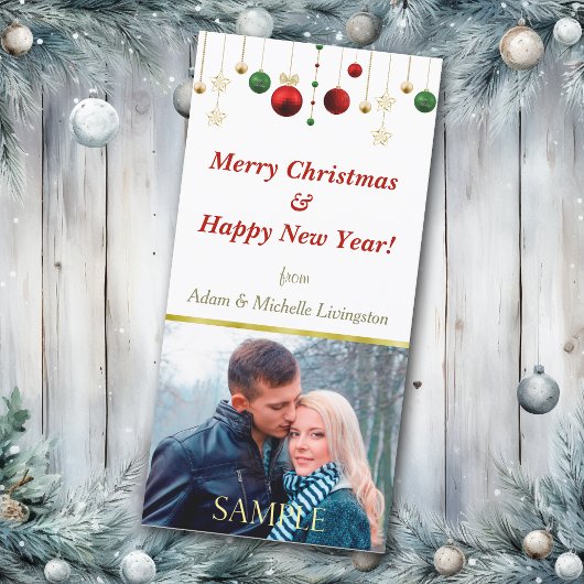 Cartes Pour Fêtes Annuelles Boule de Noël Gold Red