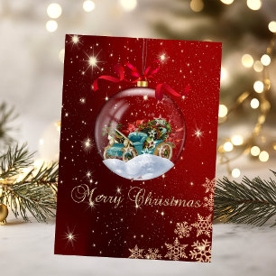 Cartes Pour Fêtes Annuelles Boule de Noël Rétro Voiture Flocons