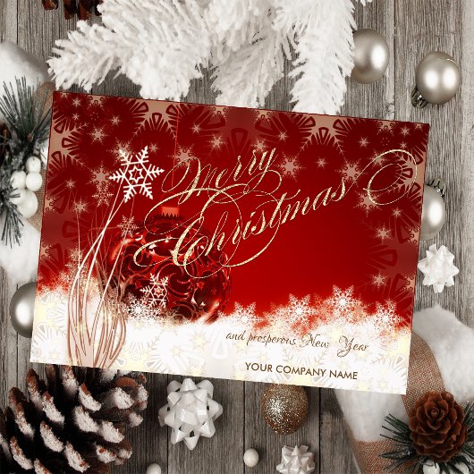 Cartes Pour Fêtes Annuelles Boule de Noël rouge, Flèches de neige, Salutation 