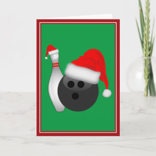 Cartes Pour Fêtes Annuelles Boule et quille de bowling de Noël