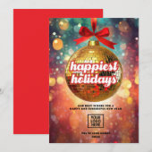 Cartes Pour Fêtes Annuelles Boule Golden Disco Orament (Devant / Derrière)