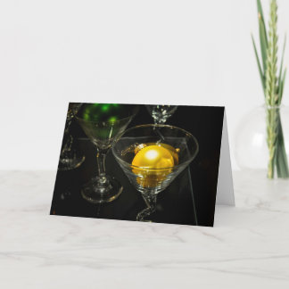 Cartes Pour Fêtes Annuelles Boule vintage Martini d'ornement de vacances