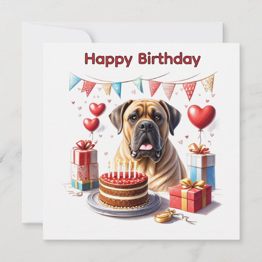 Cartes Pour Fêtes Annuelles Bouledogue anglais Mastiff Anniversaire  (Devant)