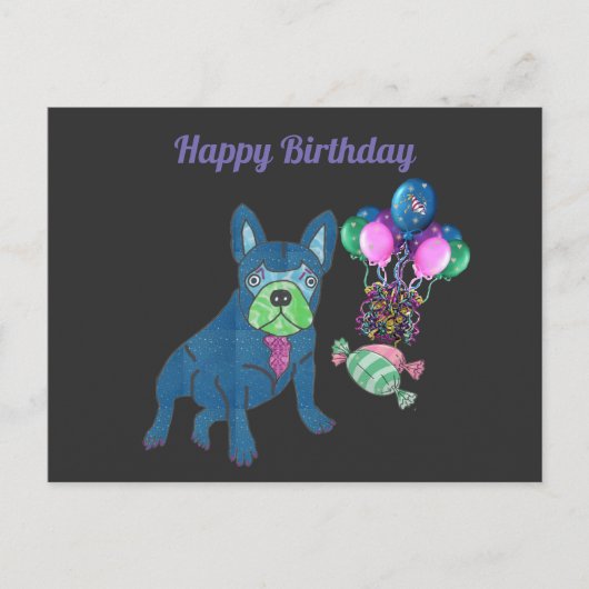 Cartes Pour Fêtes Annuelles Bouledogue français cartoon (Devant)