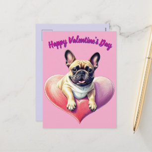 Cartes Pour Fêtes Annuelles Bouledogue français coeur Saint-Valentin
