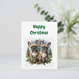 Cartes Pour Fêtes Annuelles Bouledogue français Couronne de Noël Bulldog