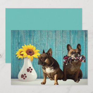 Cartes Pour Fêtes Annuelles Bouledogue français deux amis French Bulldog