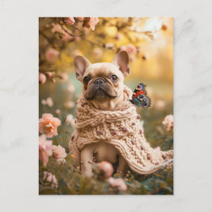 Cartes Pour Fêtes Annuelles Bouledogue français en tenue de chien tricotée