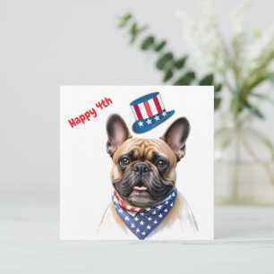 Cartes Pour Fêtes Annuelles Bouledogue français Happy 4 juillet French Bulldog