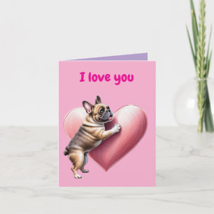 Cartes Pour Fêtes Annuelles Bouledogue français j'aime la Saint-Valentin