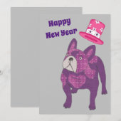 Cartes Pour Fêtes Annuelles Bouledogue français Nouvel An (Devant / Derrière)