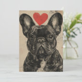 Cartes Pour Fêtes Annuelles Bouledogue français Saint-Valentin vintage  (Debout devant)