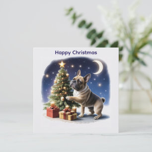 Cartes Pour Fêtes Annuelles Bouledogue français sapin de Noël Bulldog