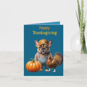 Cartes Pour Fêtes Annuelles Bouledogue français Thanksgiving French Bulldog